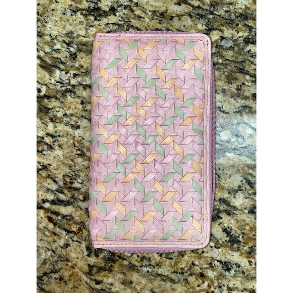 WOVEN Rolf’s Genuine LEATHER PINK WALLET Organizer 10 Card Holder Slots NEW TAGS - Picture 1 of 5